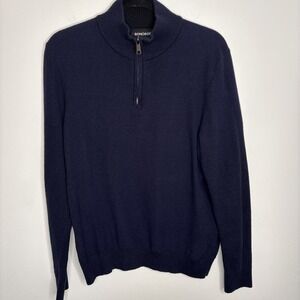 Bonobos 1/4 Zip Sweater Men's Medium Slim Fit Blue Cotton Cashmere